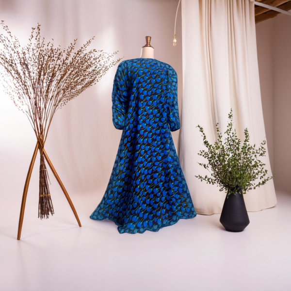 Elegant Vibrant Blue Leaf Pattern Abaya